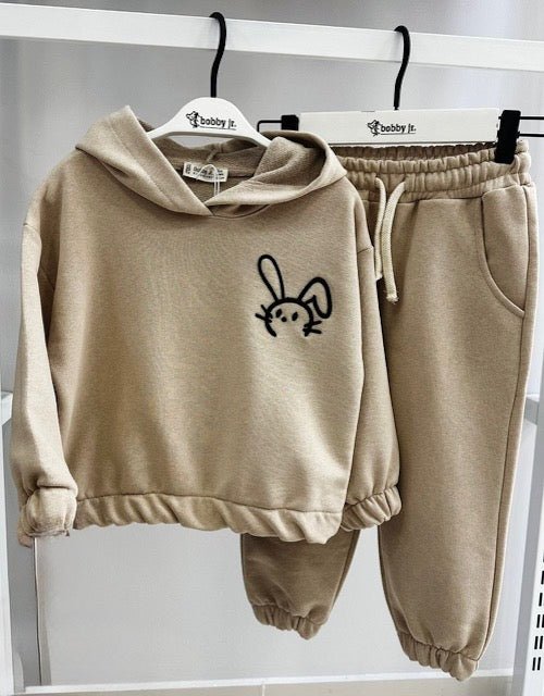Beige bunny hoodie - trainingspak met elastische boorden - alias kids