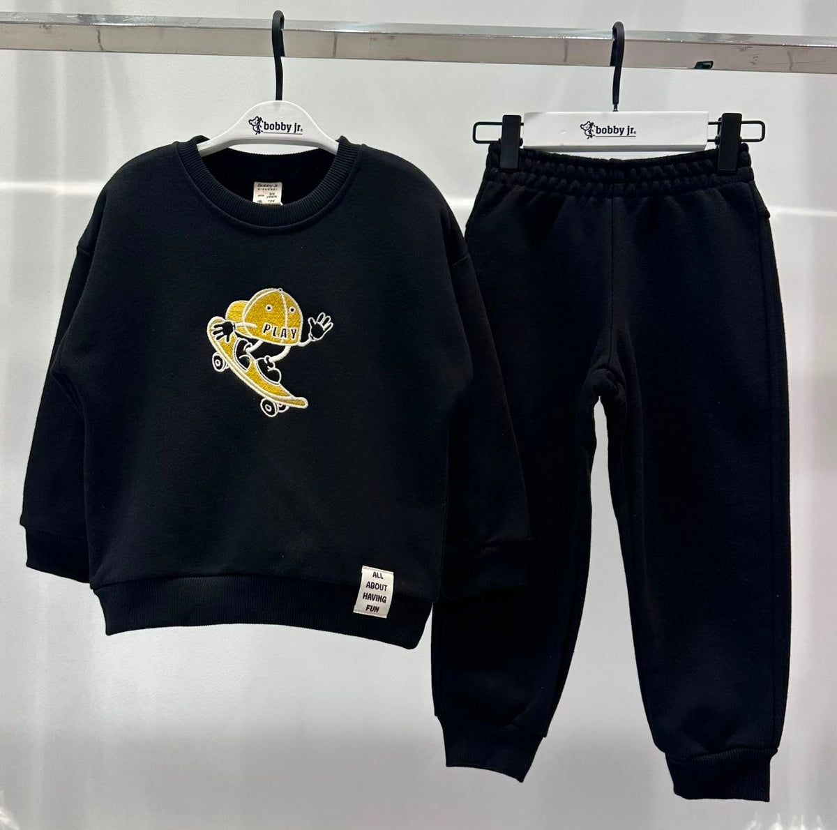 Zwarte joggingset met skateboard-print sweater