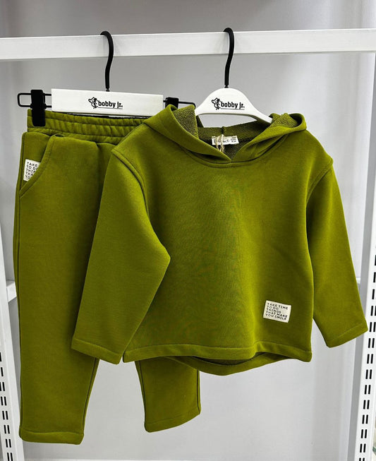 Groen hoodie-trainingspak met stijlvolle details