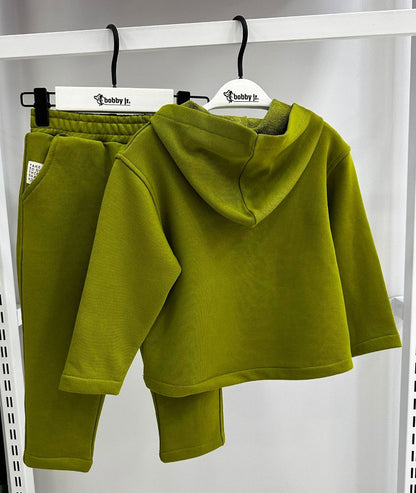 Groen hoodie-trainingspak met stijlvolle details