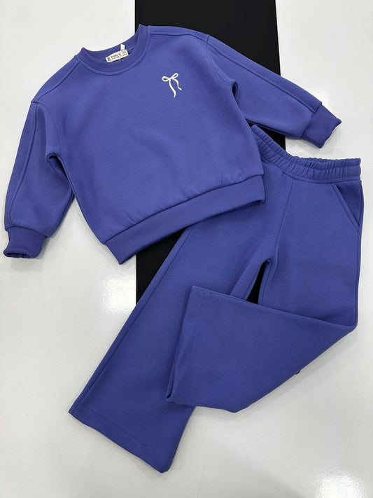 Paars comfy trainingspak met strikdetail