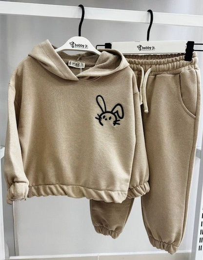 Beige bunny hoodie - trainingspak met elastische boorden - alias kids