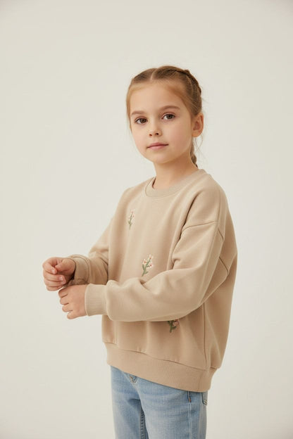 Beige sweater met bloemenborduring
