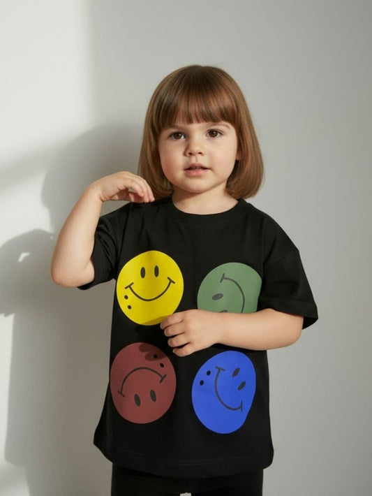 t-shirt met smiley-print