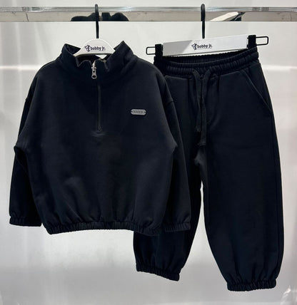 Zwarte joggingset met halve rits