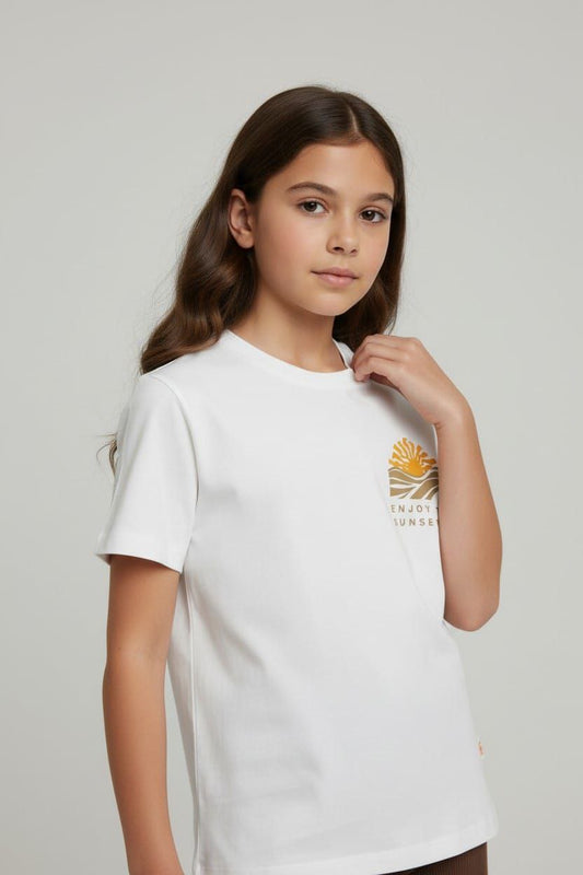 T-shirt met sunset print
