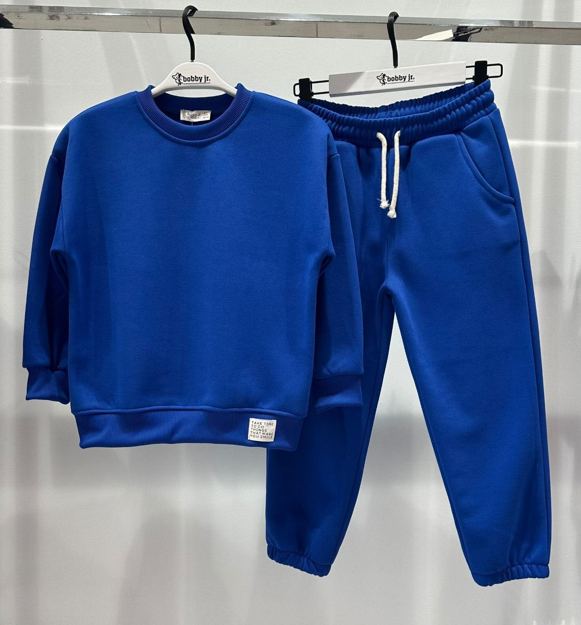 Kobaltblauwe joggingset met trekkoord