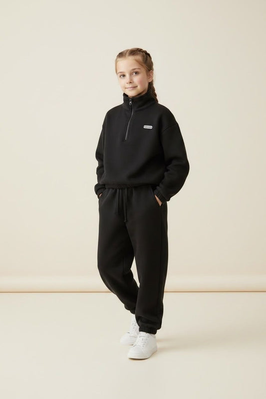 Zwarte joggingset met halve rits