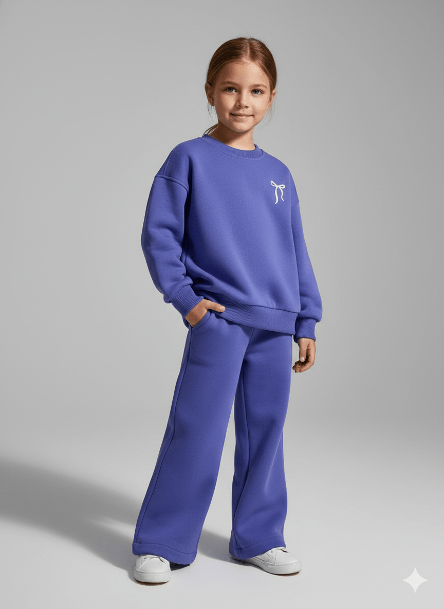 Paars comfy trainingspak met strikdetail - alias kids