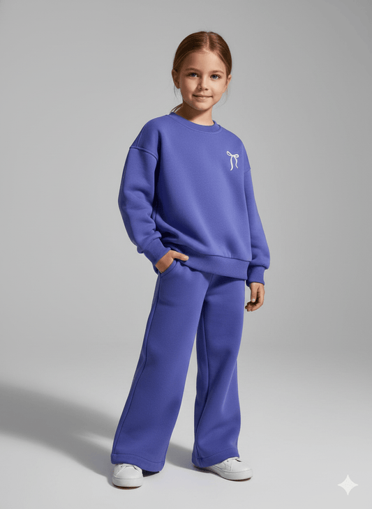 Paars comfy trainingspak met strikdetail - alias kids